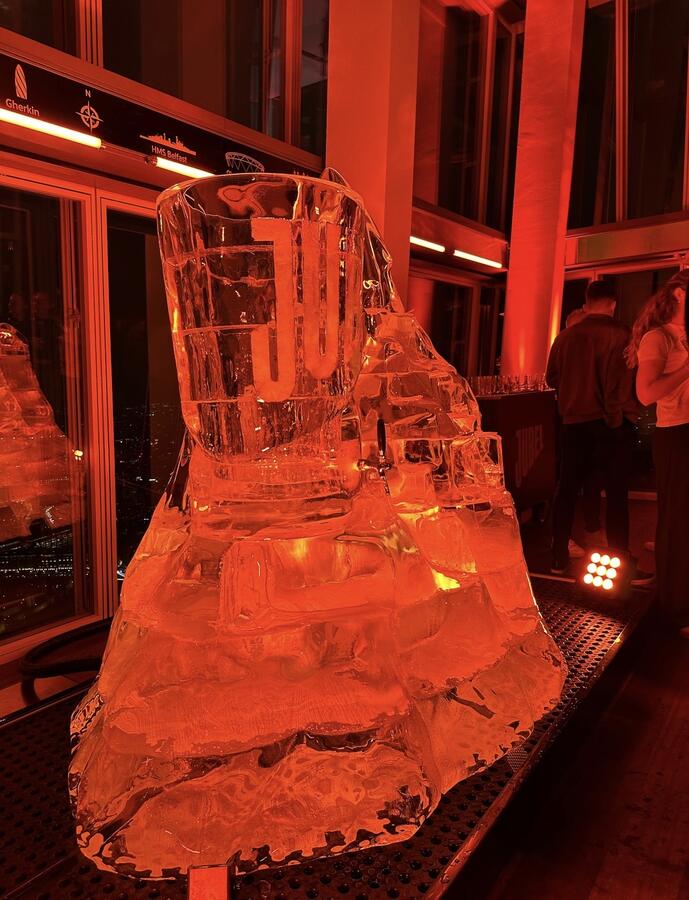Jubel branded ice sculpture at The Shard