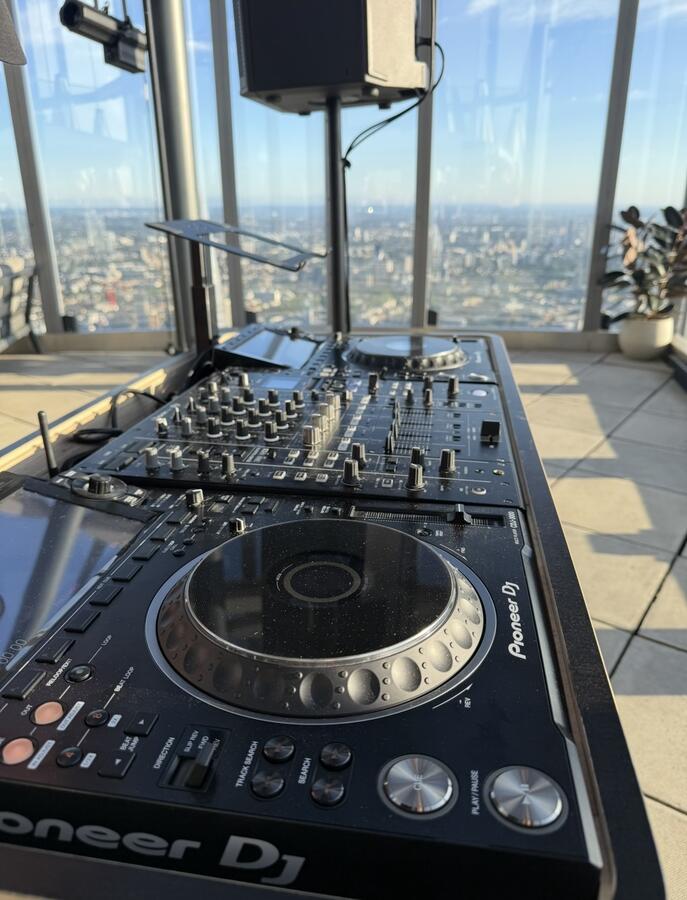 Pioneer CDJ and A9 mixer setup at Lucky Cat record label launch