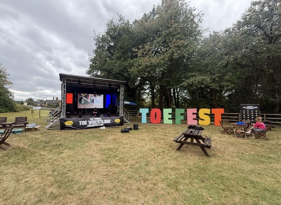 TOEFEST sign and stage